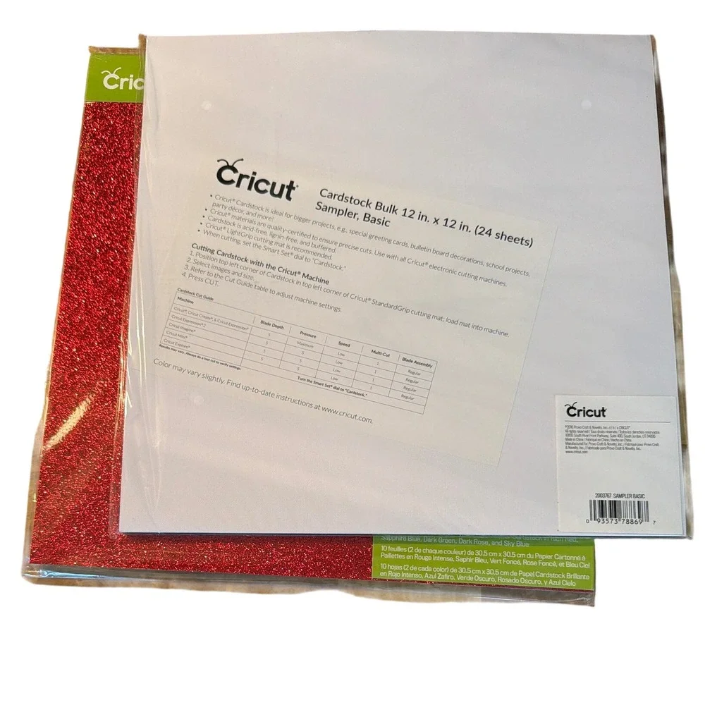 Cricut Cardstock Bundle Sampler Glitter/White Sheets 12x12 Multicolor 2018-2020